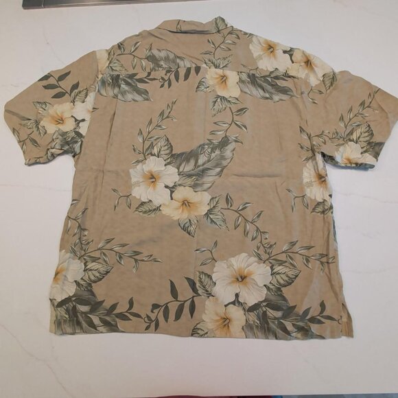 Jamaica Jaxx 100% Silk Sz XL Men's Tan AOP Floral Button Up Casual Hawaiian - Picture 9 of 10
